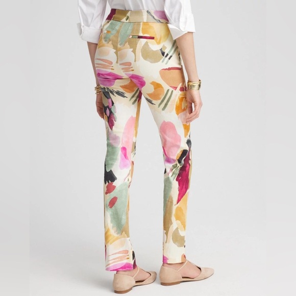 Chico’s Brigitte™ Abstract Floral Slub Pants - Picture 3 of 12